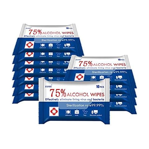 12 Packs Alcohol Wipes, 120 Pcs Disposable Wet Wipes 75% Alcohol Wipes Portable Wipes, Disinfection Wipes Moist Wipes for All-Round Cleaning Cover