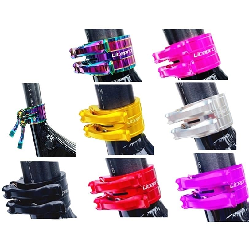 Morsetto Sella Bici Morsetto Tubo Sella Fibbia di Regolazione a Doppio Strato Albero in Titanio Morsetto Tubo Sella a sgancio rapido Clip Asta da 34,9 mm Collarino Reggisella(Rose Red)