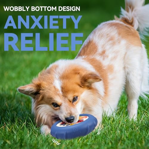 Image of Dog Lick Bowl, Bestalk Wobbly Freeze Bowl Enrichment Feeder for Dogs, Anxiety Relief Lick Mat Puzzle Toy for Distraction, BPA Free Silicone, Dishwasher Safe(Dark Blue,L)