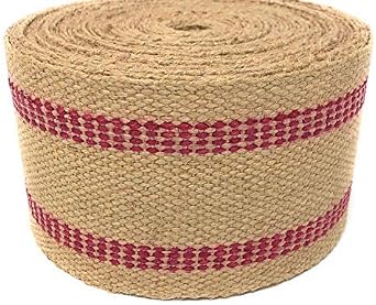 12 yds Red Stripe Jute Webbing for Upholstery and Crafts, 3.5 Inches