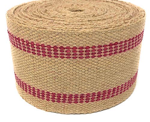 12 yds Red Stripe Jute Webbing for Upholstery and Crafts, 3.5 Inches by Great Lakes Cordage - Used condition - US$16.48