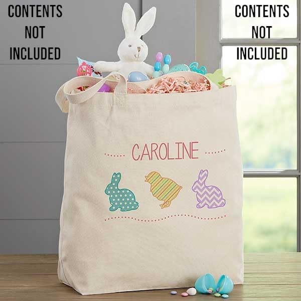 Personalization Universe Hip Hop Easter Personalized Canvas Tote Bag, Large, Pink or Blue, For Kids 6-12 Years
