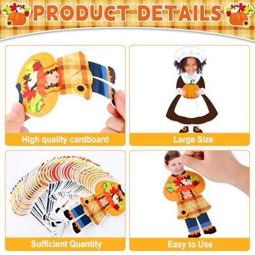 Image of gisgfim 80Pcs Fall Scarecrow Cutouts Fall Thanksgiving Decorations Bulletin Board Personalized Scarecrow Chef Pumpkin Paper Cut-Out Classroom Decor for Autumn Harvest DIY Craft Photo Wall Favor Supply