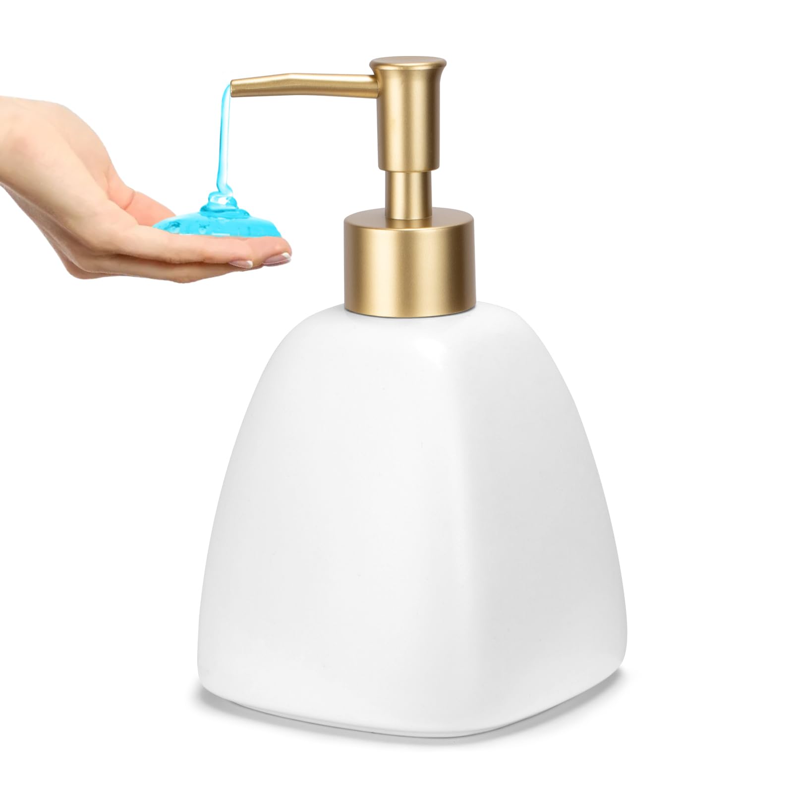 Ceramic Hand Soap Dispenser Liquid for Bathroom, Lotion Dispenser for Kitchen 500ml/16.9oz