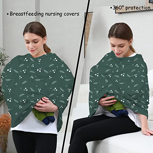 Image of Carseat Covers for Baby Breastfeeding - Multi use Car Seat Canopy Cover, Infant Stroller Canopy Cover for Girls (Green Print)