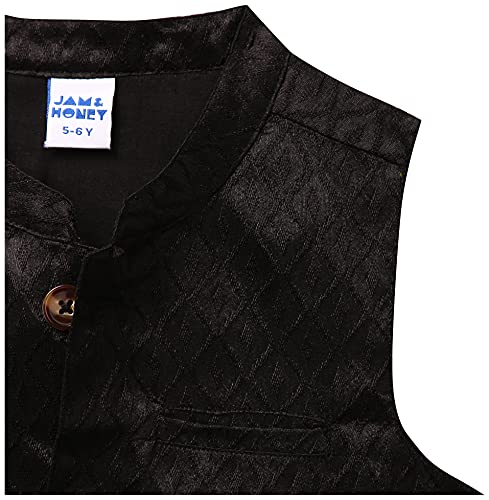 Image of Amazon Brand - Jam & Honey Cotton Boy Festive Nehru Jacket, Kurta And Pyjama Set Which Is Both Comfortable And Stylish
