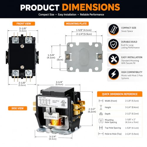 Image of SANAVYA 30A 2-Pole Contactor 220V AC Coil | Heavy Duty Motor Starter Relay Switch for Industrial Machines, Motor Panels, HVAC & Home Automation | Durable Electrical Contactor 30 Amp