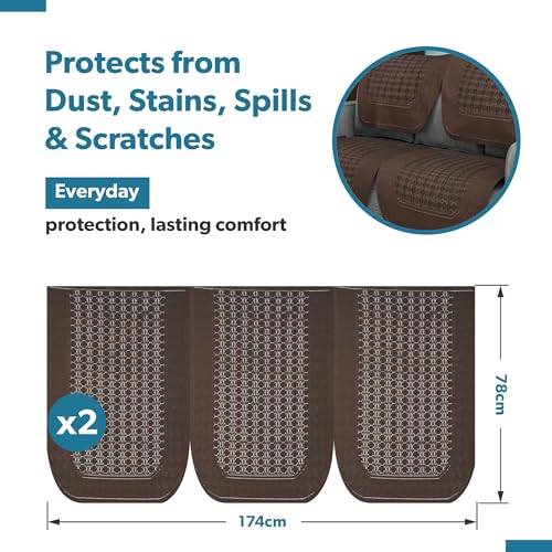 Image of Kuber Industries (Set of 6) Soft Stylish & Durable Cotton Sofa Covers 3 Seater | Aesthetic Sofa Protector /Mat | Suitable Slipcover for Living Room & Office | Galaxy 1704 - Dark Brown