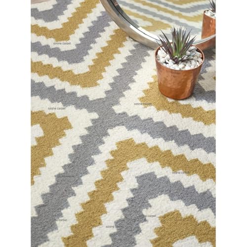 Image of Hand Tufted Wool Carpets Anti Shedding Rug Modern Carpets for Living Room Size 12x18 Feet