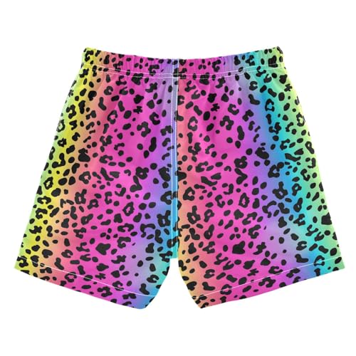 Boys Swim Trunks Leopard Skin Rainbow Beach Board Shorts Quick Dry Swimsuit Toddler Kid Teen2