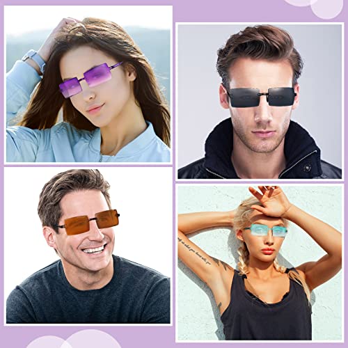 EBOOT 12 Pair Rimless Rectangle Glasses Square Y2k Sunglasses Vintage Eyewear for Women Men Retro Party Decors (Mixed Color)4
