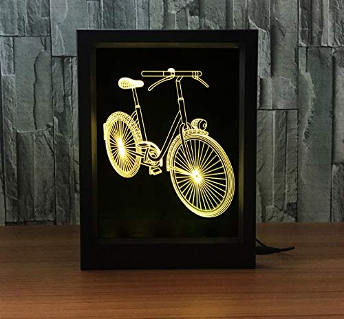 Preisvergleich Produktbild Nachtlicht Kinder, Led-Nachtlicht, Kreativer Bilderrahmen Fahrrad 3D Acryl-Bilderrahmen Beleuchtet Benutzerdefinierte Nachtlicht Schlafzimmerlampe, Nachttischlampe, Tischlampe, Valentinstag Geschenk