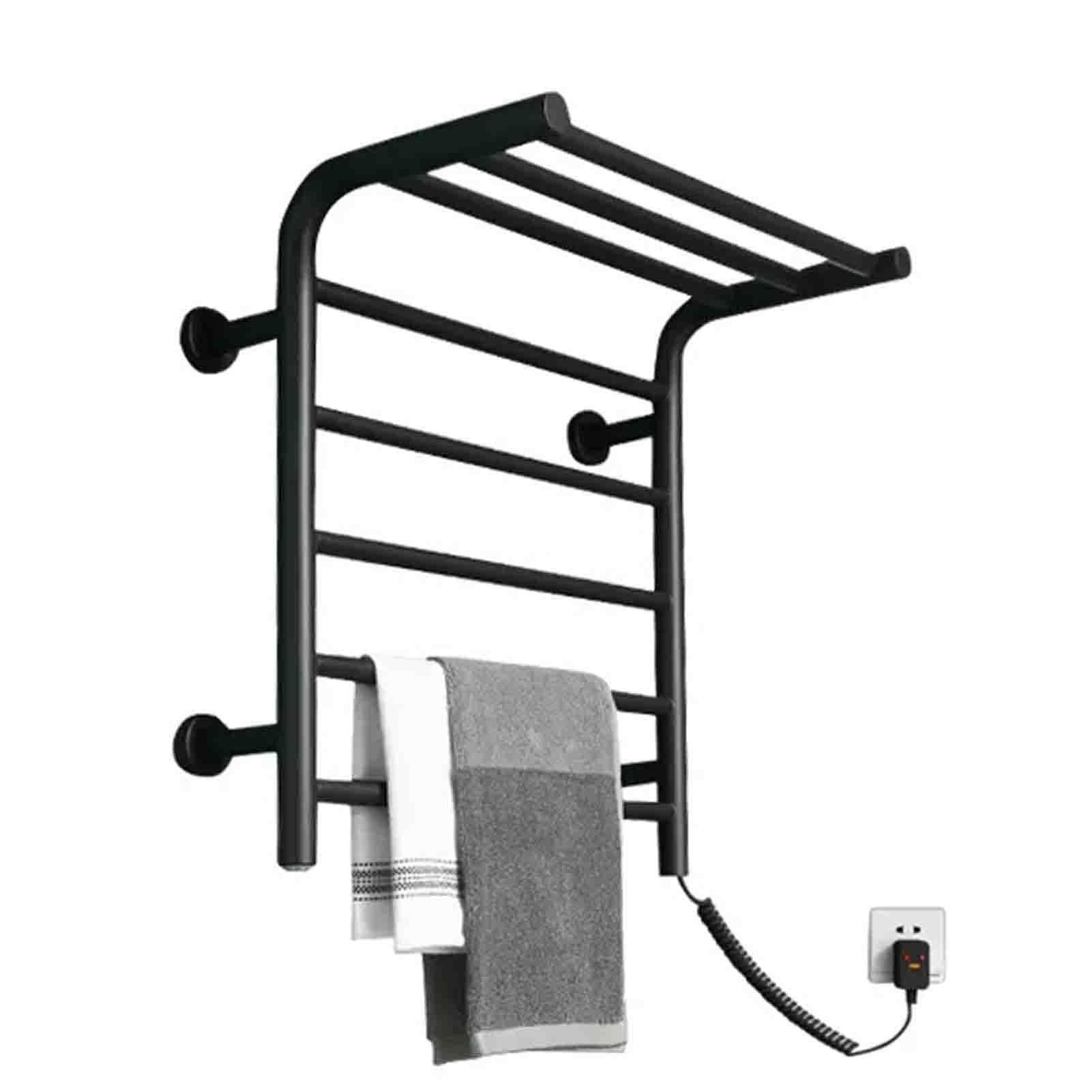 Sèche-serviettes électrique mural noir en acier inoxydable à température constante