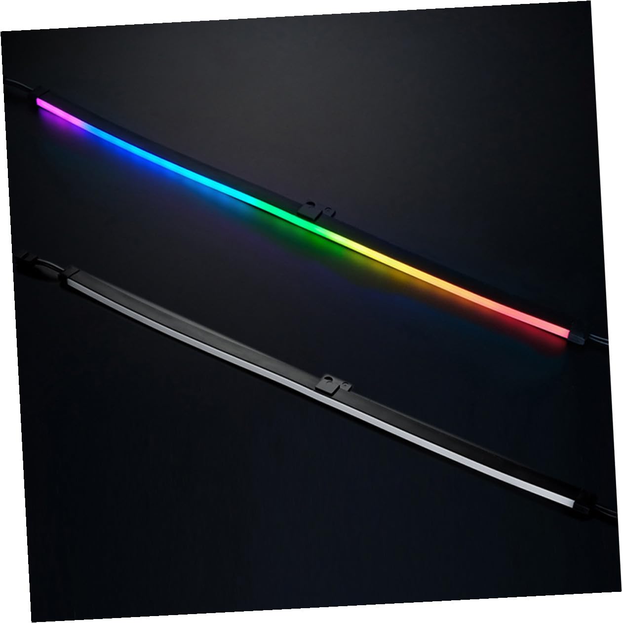2 Pièces Barre Lumineuse LED Argb pour Ordinateur, Lumière Décorative Pc, Abs Noir, 28 Led, 5v, Connecteur 3 Broches, Stickers Adhésifs, pour Boîtier D’ordinateur