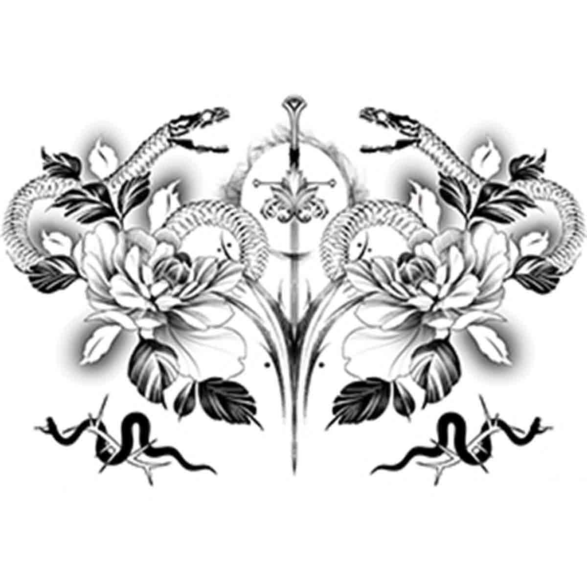 Temporary Floral Tattoos Adults for Women Temporary Neck Long Lasting Temp Realistic Fake Unique Tattoo Mandala Body flowers Sticker Women Real Looking Fake Tatoos (Temporary Tattoos Sticker 37) - Image 3
