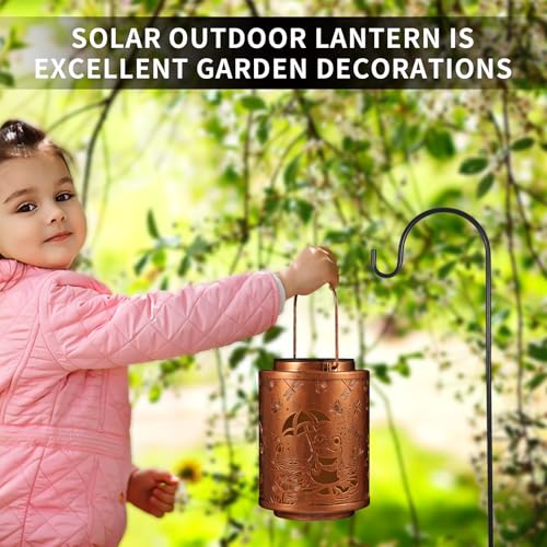 Image of Solar Lanterns Garden Decor Birthday Gifts for Women Mon Grandma Metal Hanging Solar Lights Waterproof Outdoor Decoration for Outside LED Lanterns for Yard Patio Lawn (Frogs)