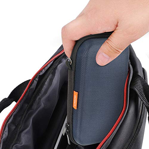 Image of Portable Storage Case for Charging Cable, Power Bank, Hard Drive, Cell Phone, External Battery - Small Travel Case with Mesh Inner Pocket + Zipper Enclosure (Grey Blue)