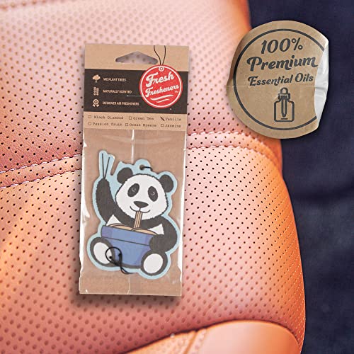 Image of Cute Funny Panda Eating Noodles Car Air Freshener 4 Pack Scented with Premium Oils (4 Pack)