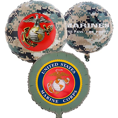Image of Havercamp Officially Licensed US Marine Corps Mylar Balloons 6 Pack Camo & Seal Party Decorations for Marine Corps Birthday (by Havercamp)