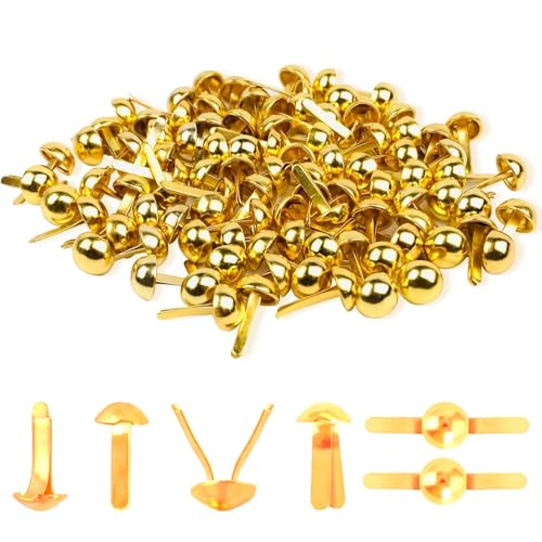 500pcs Paper Split Pins Fasteners Brass Split Brads Round Fasteners