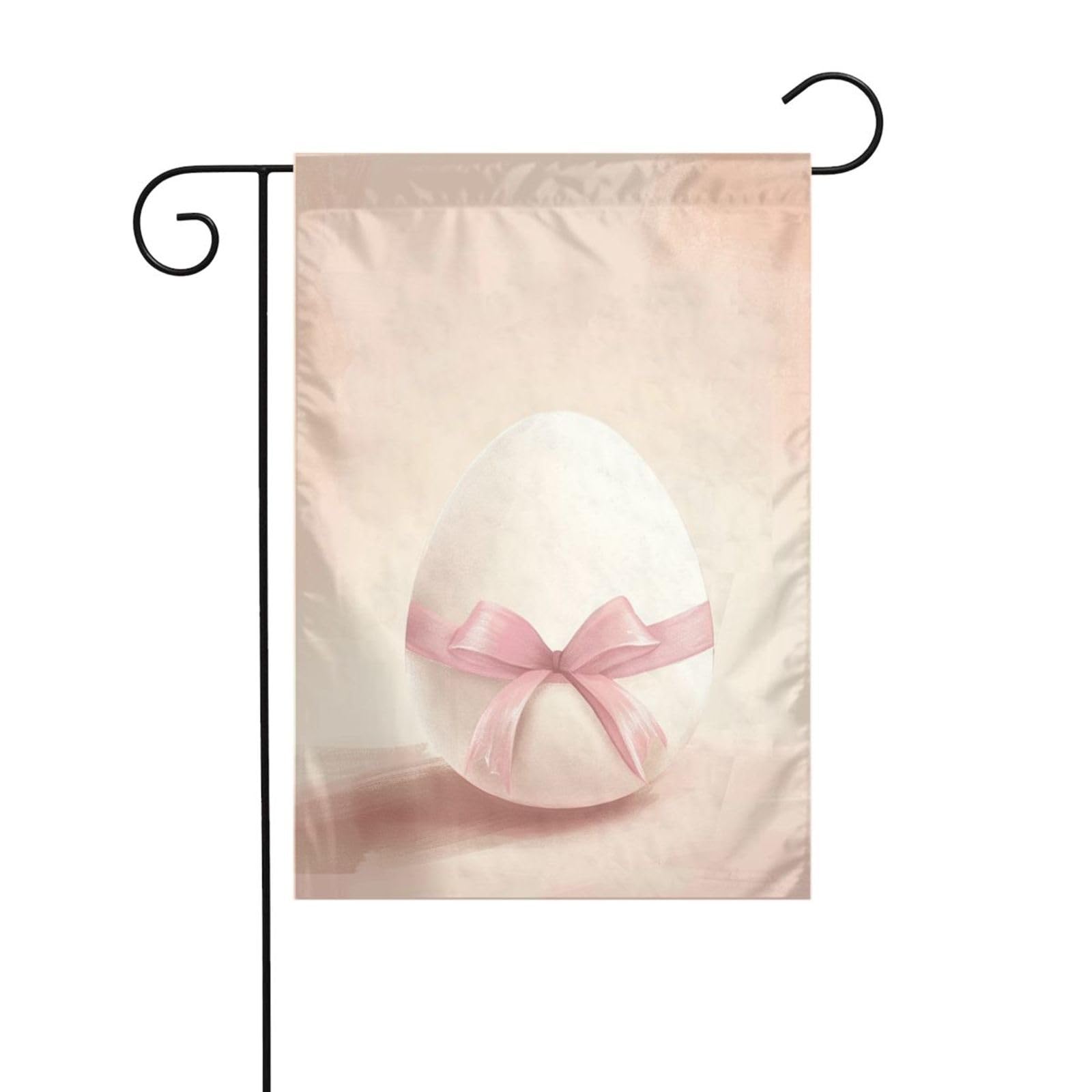 Big White Egg With Pink Ribbon Garden Flag 12x18 Vertical Double Sided Farmhouse Holiday Outside Decorations Yard Flag
