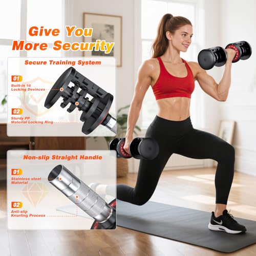 Image of XDDIAS Adjustable Dumbbells Set of 2 for Strength Training, One-Hand Quick Adjust, 25 /55 /80 /90 lbs Options, Anti-Slip Grip Handle, Compact Home Gym Weights for Men Women