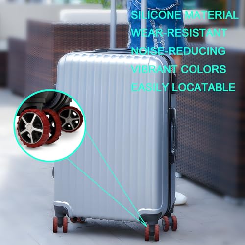 (8 Pack) Silicone Luggage Wheel Covers for 8-Spinner Wheel Suitcases, Mute & Shock Absorption Protector, Wear-Resistant & Noise-Reducing, Perfect for Travel (Deep Red)3