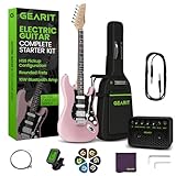 GEARit 39 Inch Full Size Canyon Series Electric Guitar Kit Bundle w/Amplifier, HSS Pickup with Coil Split,Starter Kit with Tuner, Gig Bag, and Guitar Strap, Cable, Picks, Strings, Pink