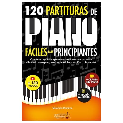 120 Partituras de Piano Fáciles Para Principiantes: Canciones Populares y Piezas Clásicas Famosas en Orden de Dificultad, Paso a Paso, con Video Tutoriales Para Niños o Aficionados