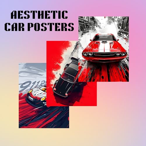 Image of Posters Inc Sports Cars Posters for Wall A4 Size Aesthetic Setup 300 GSM Matte Paper Pack of 6 Automotice Motorsport Decor for Gaming Room, Bedroom, Home, Office & Living Room Glue Dots Included