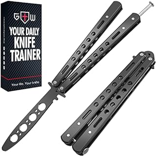 Grand Way Butterfly Trainer - Balisong Trainer - Practice Butterfly - Balisong Butterfly Knives NOT Real NOT Sharp Blade - Black Dull Trick Butterfly - Butter Fly Training CSGO K10-B