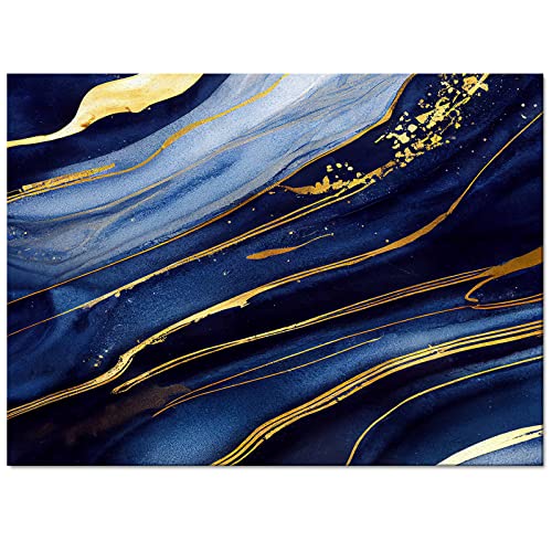 Marble Area Rug 5'X8', Outdoor Indoor Extra Large Carpet Runner For Kids Teen Girls Boys Bedroom, Living Room, Bathroom, Classroom, Office, Kitchen, Modern Navy Blue Abstract Gold Washable Area+Rug #TOP1