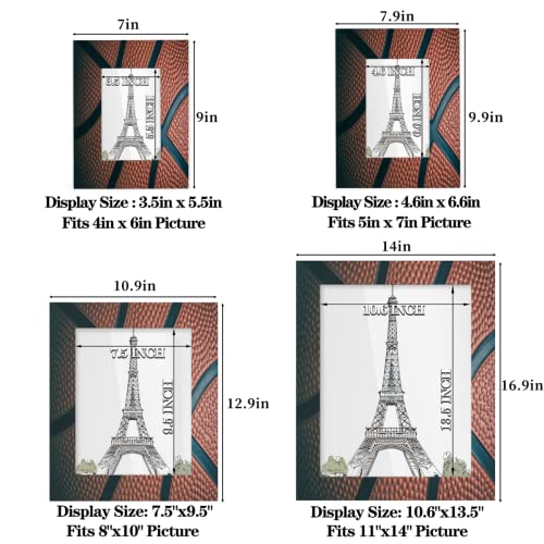 Auuxva 5X7 Picture Frame Basketball Texture Sport Ball Photo Frame Wood Picture Frame For Desk Tabletop Wall Collage Decor, Display 4.6X6.6 Photos With Mat Or 5X7 Without Mat #TOP2