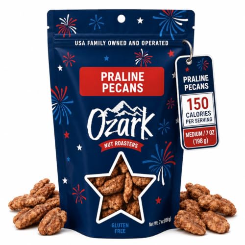 OZARK NUT ROASTERS, Praline Pecans, Sweet &amp; Creamy French-Inspired Gourmet Snacks, World-Class Gourmet Candied Nuts, Summer Gift Pack (7.0 oz)