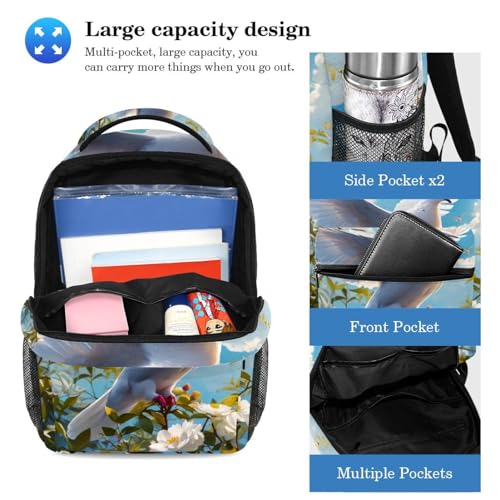 Sacs d'école colombe et fleur fonctionnels : lot de 2 sacs à dos de jour confortables et légers - 3
