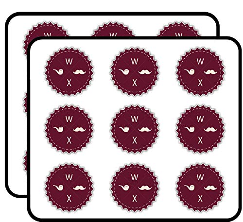 Hipster W X Mustache 2' 18 Pack Sticker for Scrapbooking Waterproof Vinyl Stickers for Water Bottle,...