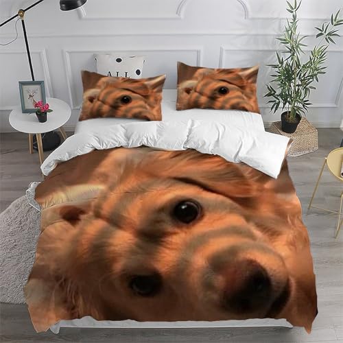 Housse de couette chiots imprimé 3D en microfibre pour des nuits pleines de tendresse