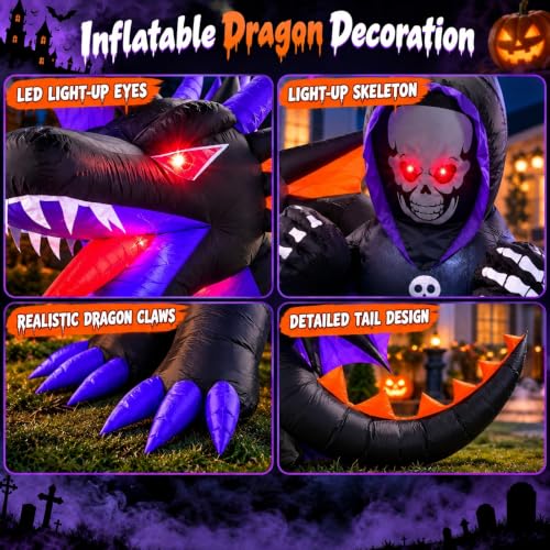 Skirfy 7FT Halloween Inflatable Dragon with LED Lights for Outdoor - image 2