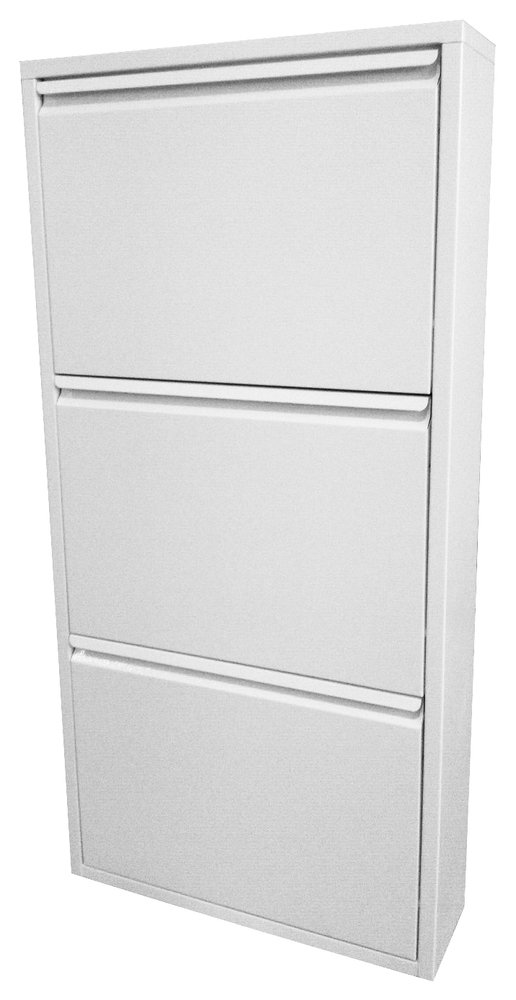Scarpiera a 3 Ante, Metallo, Bianco