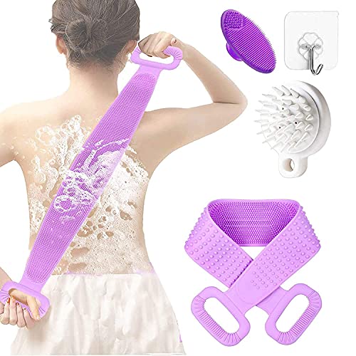 HYTONG Exfoliating Back Scrubber for Shower,With Hair Scalp Massager Shampoo Brush Face Scrubber Body ScrubberSoft and comfortable safe material,Bath Shower Gifts kit for Adult