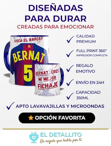 Miniatura 8 de El Detallito Taza Barcelona Personalizada Fútbol Nombre Número Y Dedicatoria Equipaciones Cerámica Regalo Original Dia Del Padre Niños Cumpleaños Tazas Desayuno Ceramica 350ml Barça