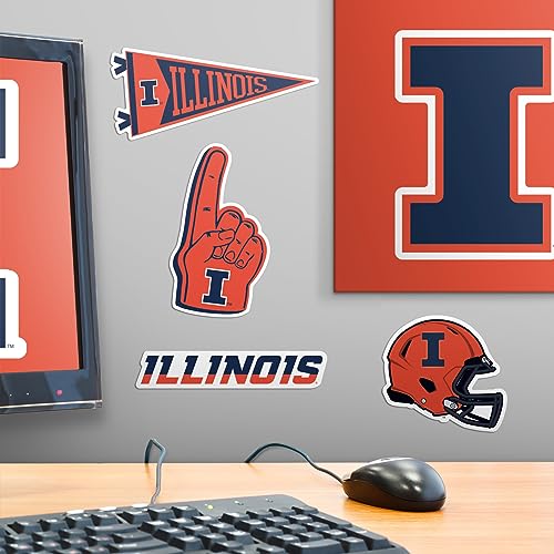 Image of University of Illinois 8ct Vinyl Large Deluxe Stickers Variety Pack - Laptop, Water Bottle, Scrapbooking, Tablet, Skateboard, Indoor /Outdoor - Set of 8
