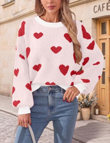 Image of Libsorge Womens Valentine Heart Sweater 2026 Valentines Day Trendy Cute Oversized Long Sleeve Pullover Sweaters