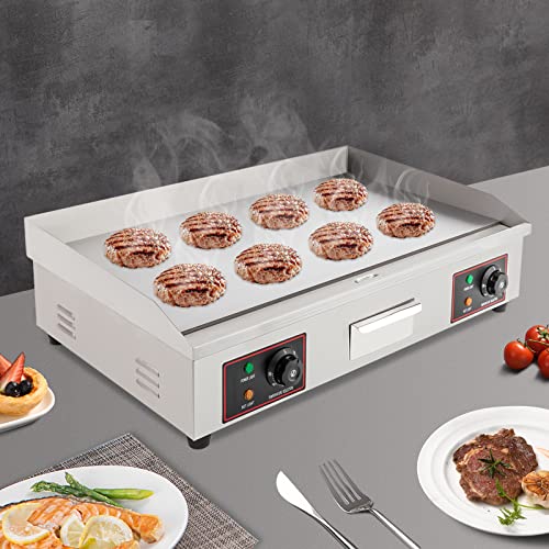 0'' Commercial Flat Top Grill 3000W Electric Countertop Griddle Temperature Control Food Griddle Machine Stainless Steel Restaurant Teppanyaki Grill Adjustable Temperature from 50°c to 300°c