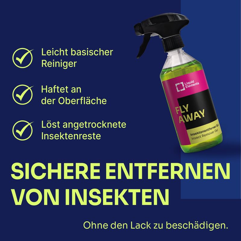 Liquid Elements – Felgenreiniger & Insektenentferner Set Dust Cracker 1L & Fly Away 500ml – Bundle Auto Reiniger für Felgen & Insektenreiniger für Lack & Autoscheiben – Für hartnäckige Verschmutzungen