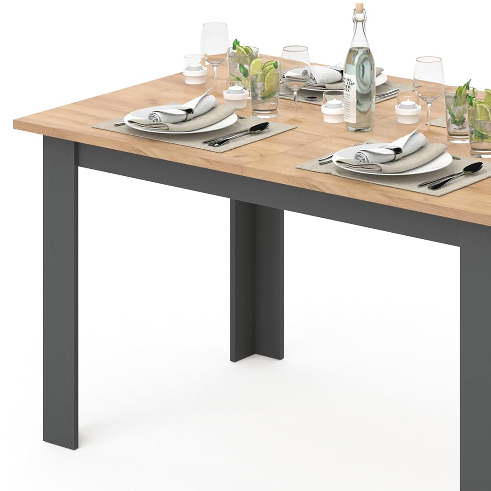 Vicco Tavolo da pranzo Karlos, Rovere dorato, 140 x 90 cm | per l'utilizzo come tavolo da pranzo fisso in soggiorno o sala da pranzo