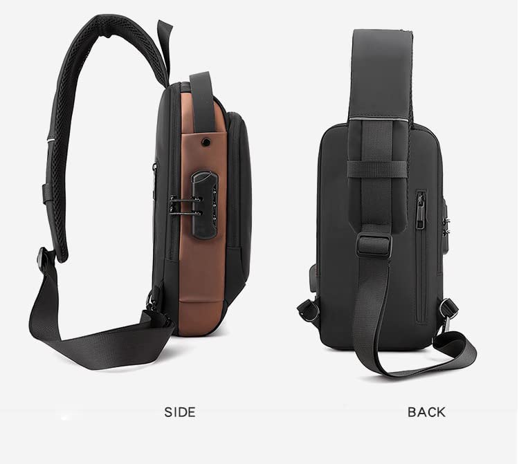 Image of Men's Sling Shoulder Backpack,Anti-theft Chest Bag Waterproof Shoulder Crossbody Bag, Lightweight One Strap Sling Bag with USB Charging Port for Hiking Cycling Travelling Outdoor