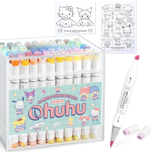 �T�����I�L�����N�^�[�Y × Ohuhu �C���X�g�}�[�J�[ �M�^�C�v 80�F81�{ �v�����p �p�X�e���J���[ ���F �}�[�J�[�y�� �A���R�[���n �u�����_�[�y��1�{�t�� (�M�E����)