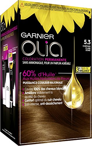 Garnier Coloración permanente - Olia a base de aceite, sin amoníaco, color castaño