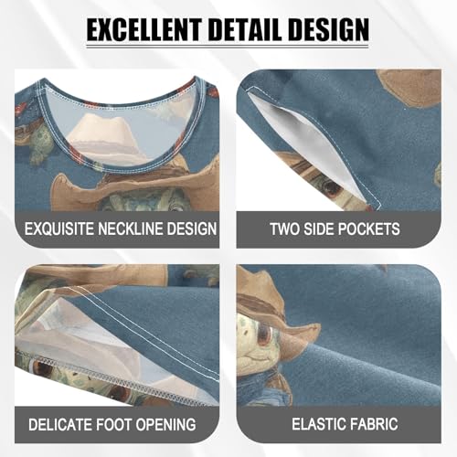 Pajama Short Sets Cowboy Turtle Pattern Soft Cotton Summer Sleepwear 2 Piece PJS Size 5-14T3